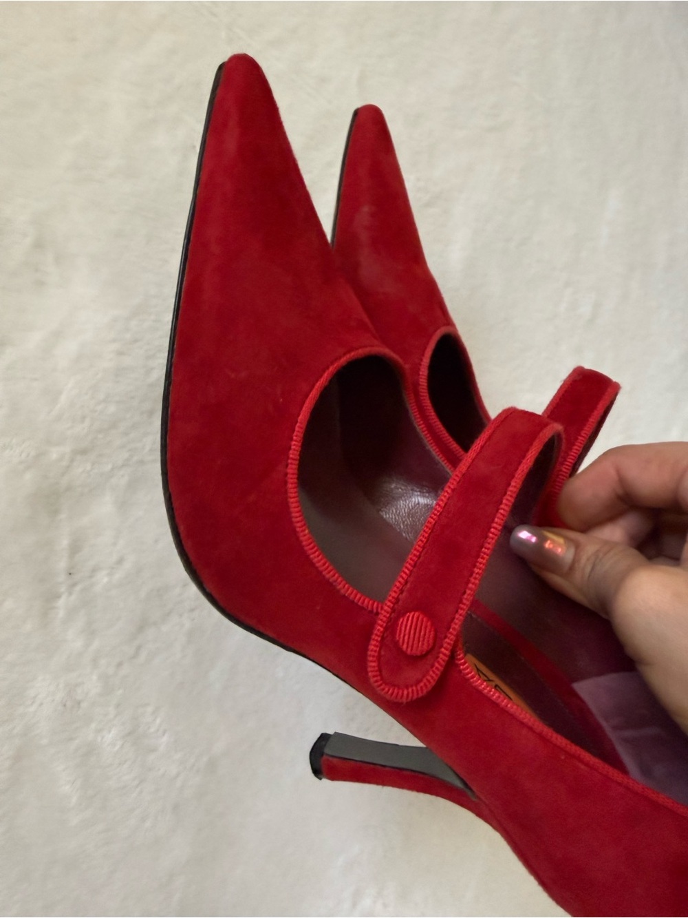 Via Spiga Red Suede Mary Jane Pumps | Made in Italy | Size 8 - Picture 6 of 10